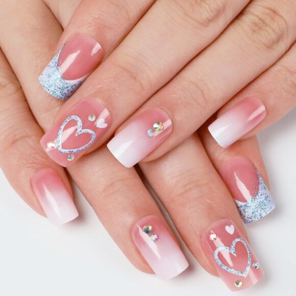 3 BOXES NATURAL PRESS ON NAILS PINK & RED HEARTS VALENTINE'S DAY NIB 72 TOTAL - Picture 6 of 6